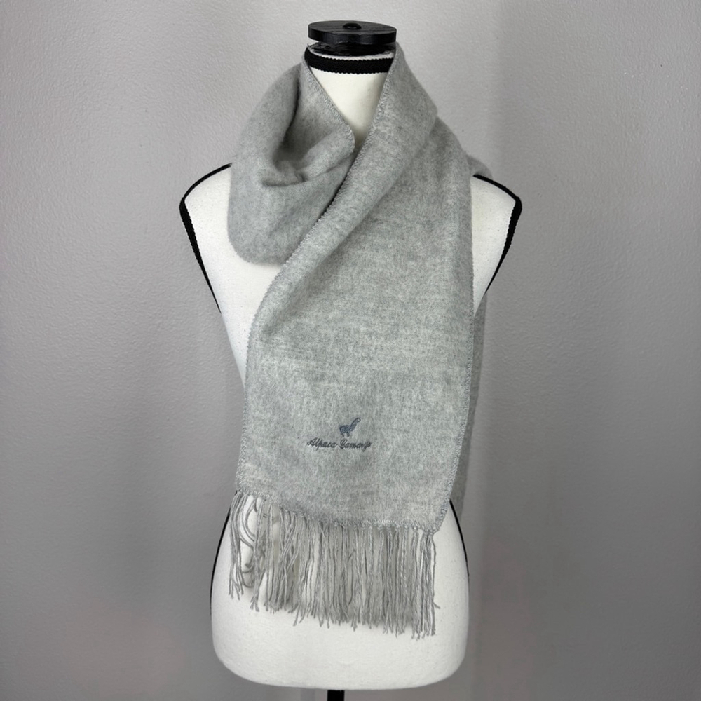 Alpaca Camargo Fringe Neck Peruvian Scarf Shawl Gray Cozy Warm Soft Made in Peru - Picture 2 of 8